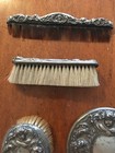 Antique Silver Plated Vanity 4 set Mirror Hair Brush Comb Victorian Art Nouveau