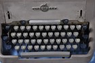 Vintage 1955 Underwood Model Sx Typewriter Gray taupe  With Dust Cover