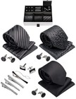 Stylish Men s Gift Tie Set - Silky Necktie  Pocket Squares  Tie Clips   Cufflink