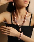 Real Natural Purple Baroque Keshi Pearl Pendant Necklace Bracelet Earrings Set