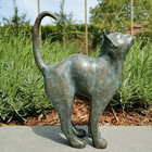 Cat Resin Bronze Lawn Porch Yard Home Garden Outdoor Sculpture Statue Decoration