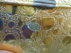 Vintage Embossed Gold Vinyl Mini Travel Sewing Kit Purse Size Wallet Style
