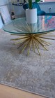 Glass Circle Coffee Table With Spike Gold Bottom Stand 