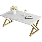 Elegant Rectangular Coffee Table W  Gold Metal Legs Durable Modern Design New