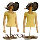 Female Mannequin Skin Torso Dressform Manikin Removable Head Straight Arms