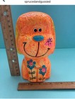 Vintage 60s 70s Puppy Dog Chalkware Piggy Bank Plaster Kitschy Psychedelic Retro