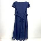 Vintage Girls Dress Size 10 Navy Blue White Dot Bows Sheer Lined Plum Pudding
