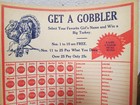 Vintage Get A Gobbler Trade Stimulator Punchboard Gambling Game By Picking Name