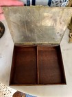 Vintage   Antique Japanese Floral Canton Enamel And Brass Box With Wood Interior