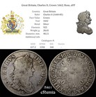 Great Britain  Charles Ii  Crown 1662  Rose  Avf