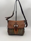 Fossil Long Live Vintage Patchwork Brown Leather Messenger Shoulder Bag Purse Ec