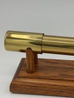 Vintage Brass Kaleidoscope On Oak Wood Stand Desk Display Needs Repair Tlc