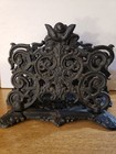 Vintage Black Cast Iron Napkin Letter Holder Ornate Victorian Cherub Angel