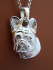 Small Sterling Silver French Bulldog Head Study Pendant
