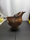 Vtg Copper   Brass Coal Scuttle Ash Bucket W  Delft Blue Ceramic  15 Inch  g1 