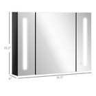 Led Medicine Cabinet Wall-mounted Bathroom 3 Mirrored Door High Gloss Black