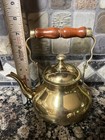 Antique Solid Brass Kettle Wooden Handle Works Classical Or Decorative  