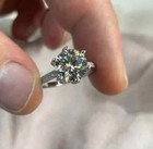 2ct Round Cut Real Moissanite Solitaire Engagement Ring 14k White Gold Plated