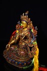 Superb Old Tibetan Gilt Gold Copper Inlay Siver Wires   Gems Tara Statue B
