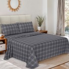 King Size Grey Plaid Cotton Flannel Sheets - 100  Cotton Soft Warm Bedding