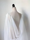 Ivory Tulle Lace Wedding Cloak Cape Veil Viking Pagan Alternative Bridal