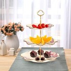 Fanquare 3-tier Floral Royal Cupcake Stand  Vintage Fruit Plate With Gold Tri   