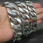 Men s Thick Heavy Chain Stainless Steel Cuban Link Necklace Bracelet 20 24 31mm