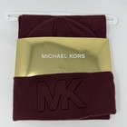 Michael Kors Hat Scarf Set Womens Burgundy Mk Logo Beanie Cuff Nwt