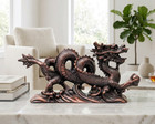 Chinese Dragon Statue Feng Shui Good Luck Figurine Statue Brown Resin 8 5 Inch  