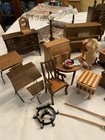 Miniature Dollhouse Vintage Mixed Large Lot Of Furniture Items  Stone Firepalce