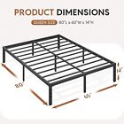 Heavy Duty 14 Inch Metal Platform Bed Frame Queen Size Sturdy Steel Slat Support