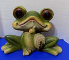 New Large Green Happy Frog Figurine Statue Frogs Ceramic