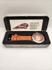 Vintage Indian Motorcycle 1901 Men s Watch 45mm Red Logo Dial Leather Tin Works