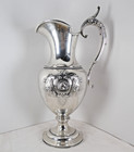 C 1850 Antique Wood   Hughes Coin Silver Wine Pitcher Medallion Horse Classical