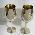 Two Moet   Chandon Imperial Champagne Gold Glasses Goblets C s France 20 Oz