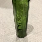 Antique Octagonal 8-sided 3 5    Mini Green Glass Medicine Bottle  Embossed J b l 