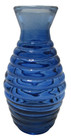 Vintage Cobalt Blue Glass Bud Vase Beehive Horizontal Ribbed 4 1 2  Tall