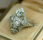 Art Deco Vintage Style 2ct Lab Created Diamond Filigree Wedding 925 Silver Ring