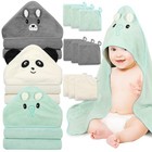 12 Pcs Baby Towel Set - 4 Bath Towels   8 Washcloths  Cute Animal Hooded  Ultra
