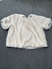 New Greylin Faux Fur Short Sleeve Bow Tie Oyster Blouse Women   s S Current Style