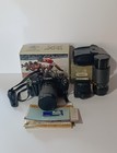 Vintage Canon A-1 Black Body 35mm Slr Camera W  Box  2 Lenses  Flash    Case