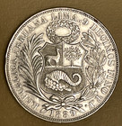 1889 Tf Peru Un Sol Silver Coin - Large 37mm Crown - 90  Silver - Lima Mint