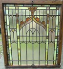 Impressive Antique Gothic Revival Double Hung Leaded Stained Glass Windows