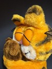Vintage 1978 Large 12    Plush Garfield W Eyes Closed Hugging Pooky Bear Dakin Euc
