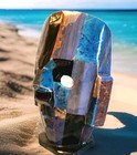 8  Mayan Aztec Burial Death Mask With Its Onyx  Blues   Purples  Black Base 1975