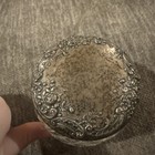 Floral Sterling  Silver Top Cut Glass Powder Jar No Monogram  Vintage Vanity