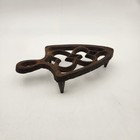 Antique Cast Iron Sad Iron Stand Double Heart Trivet Primitive Rust Patina 6 