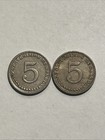 Lot Of 2 Panama 1929   1932 5 Centesimos Coins  Panamanian Coins  Km 9