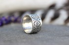 Sterling Silver Thumb Ring Stamped Silver Ring Silver Pattern Ring
