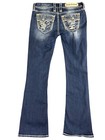 Rock Revival Betty Jeans Size 27 Mid Rise Bootcut Distressed Dark Wash Blue